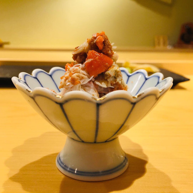 毛蟹と内子と外子和え(鮨一)