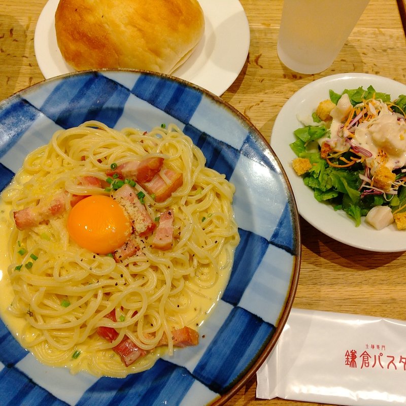 厚切りベーコンのカルボナーラ　鎌倉風(鎌倉パスタ 神戸さんちか店)
