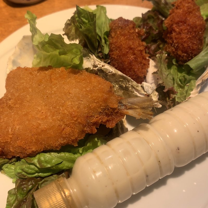 カキフライ&アジフライ定食(sake×oyster BAR 石花)