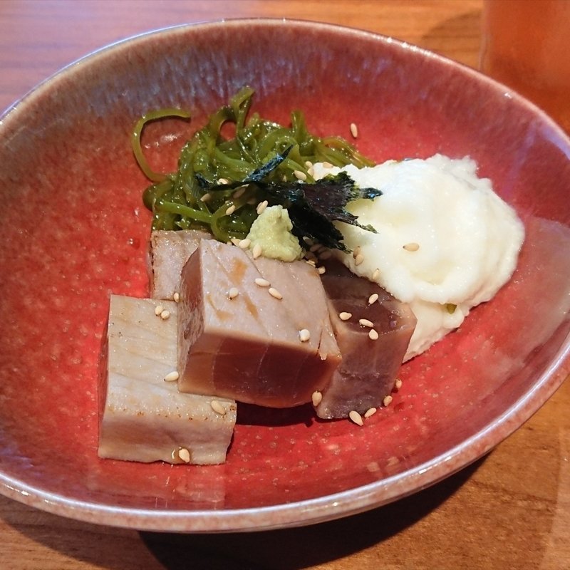 焼津産 漬けマグロとめかぶの山かけ(蕎麦 蘇枋 SOBA SUOH)