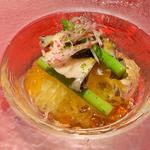 素麺南京アスパラ鮑かぼすジュレ