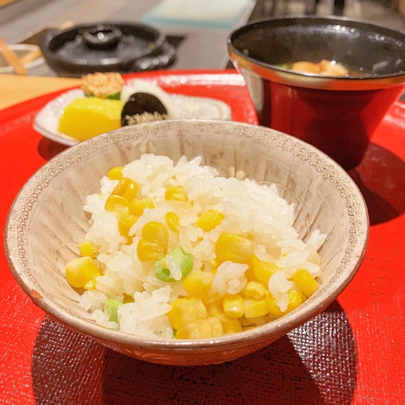 コーンと枝豆の釜飯(淡悦 （たんえつ）)