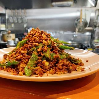 モロッコ豆とそぼろの炒め物（おまかせコース）(深夜的中華食堂)