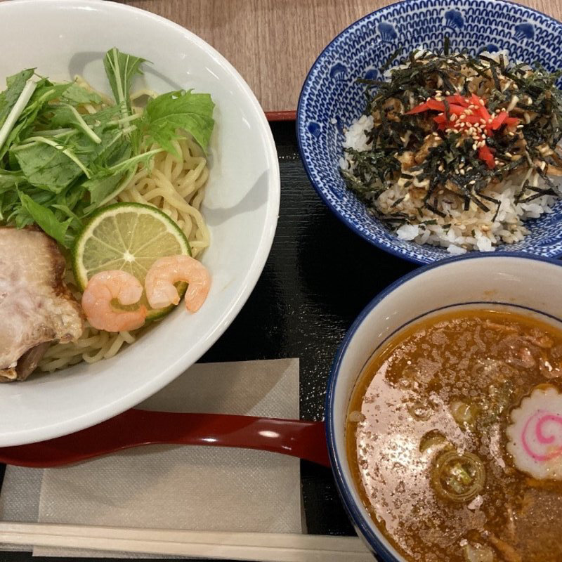 エビ塩つけ麺Aセット(ちゃーしゅーや武蔵 ココリア多摩センター店)