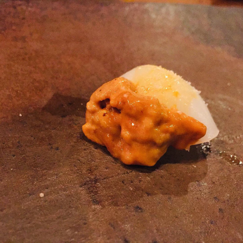 熟成アオリイカの紫雲丹和え(九わ萬)