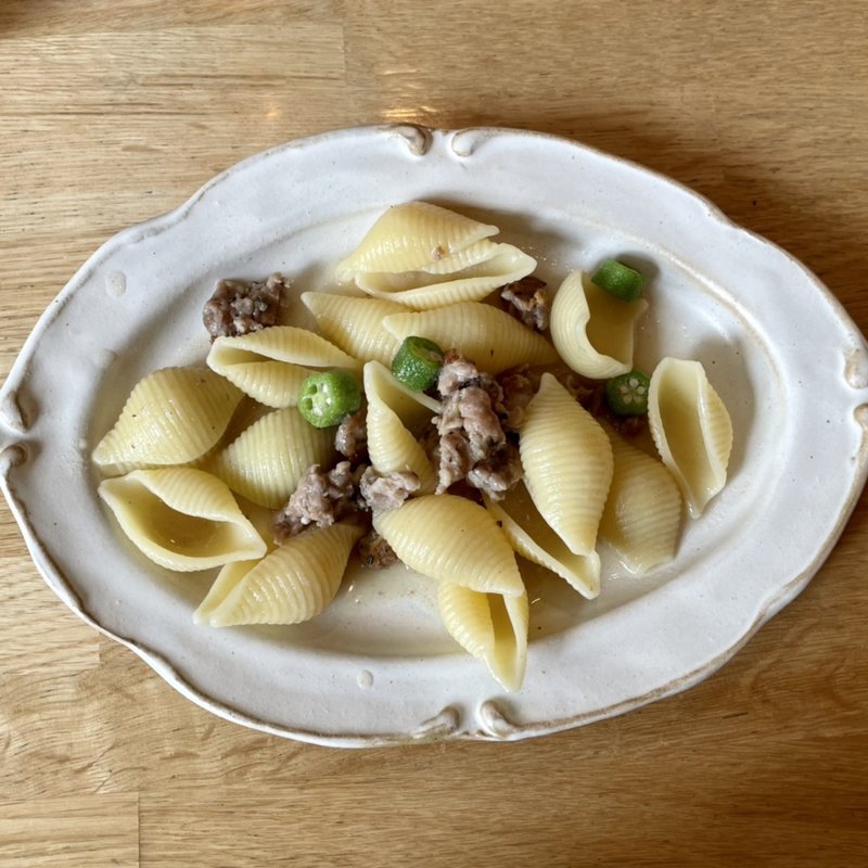 サルシッチャとオクラのオイルソース(Trattoria motomu.N)