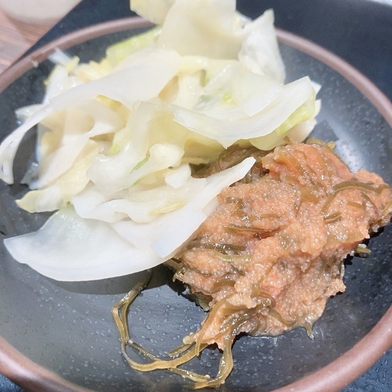 昆布明太子と浅漬け(博多天ぷらたかおジ・アウトレット広島店)