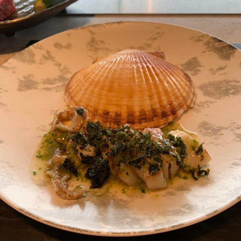 期間限定の特別コースの一品(鉄板焼き七里ガ浜)