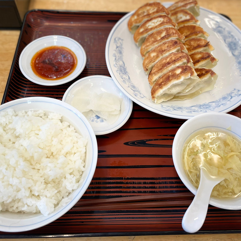 ダブル餃子定食（ライス大）(ぎょうざの満洲 蒲生駅店)