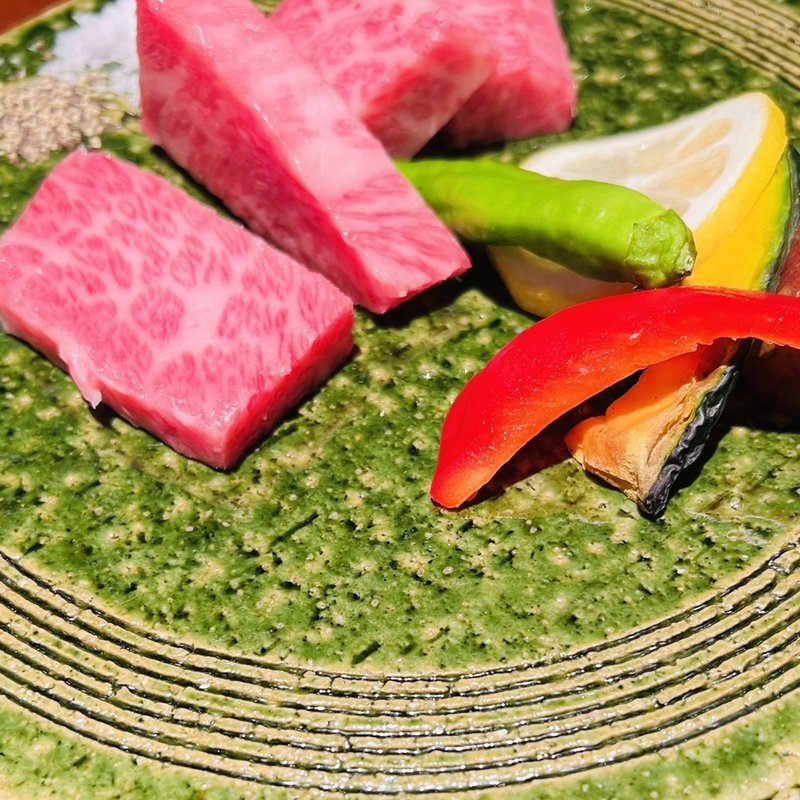 村上牛のモモの石焼(葱ぼうず （ねぎぼうず）)