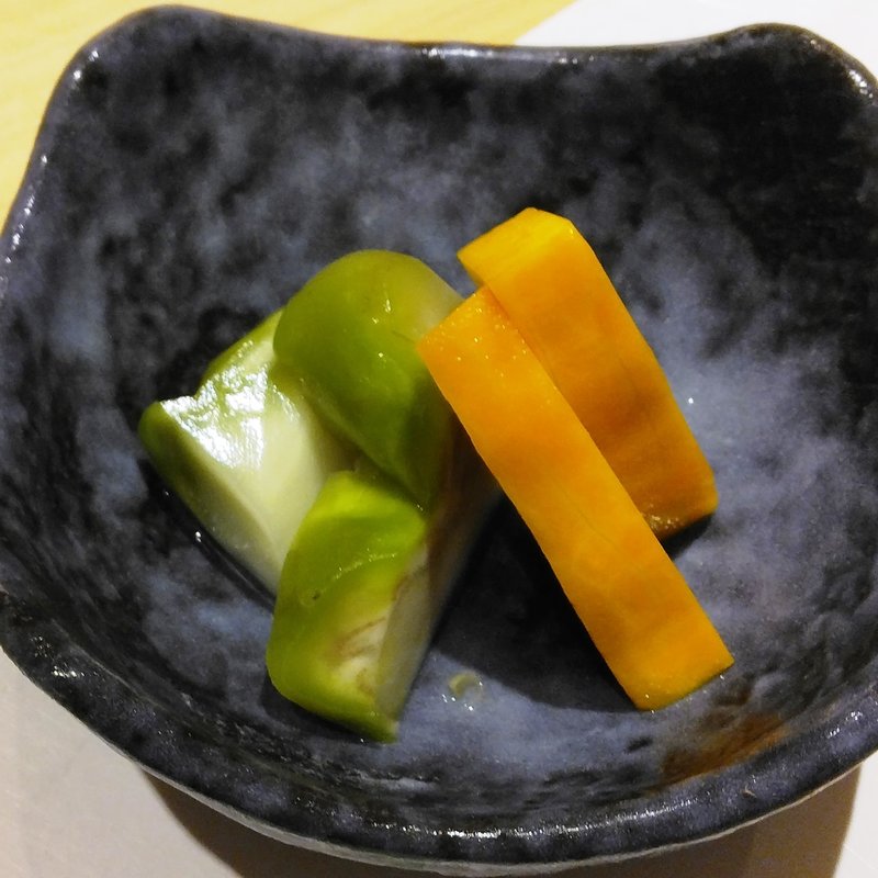 ザーサイとカボチャのお漬物(横浜 鮨 ふくじゅ)