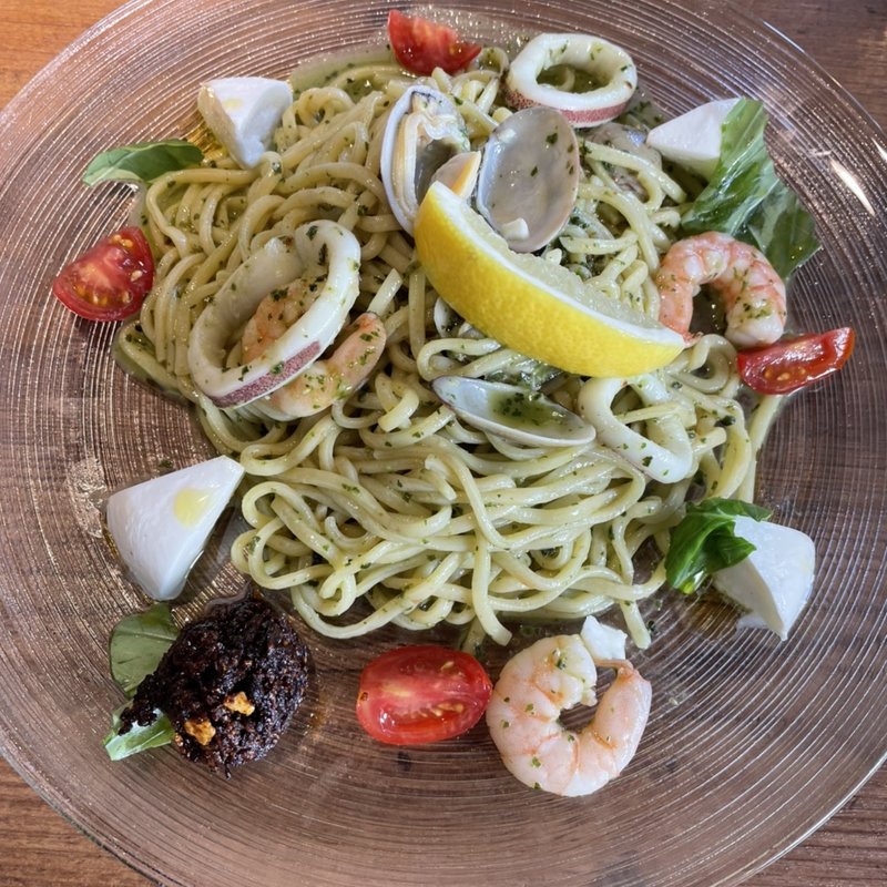 海老とイカ、あさりと水牛モッツァレラの冷製ジェノベーゼソース(BABYFACE PLANET'S宇治　大久保店 （ベビーフェイスプラネッツ）)