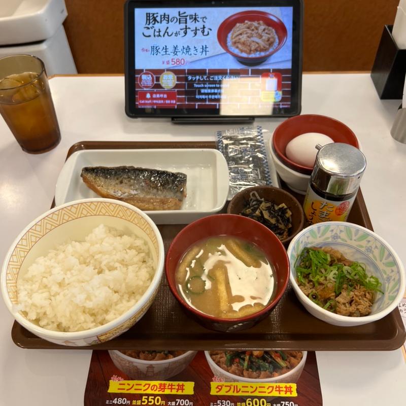 さばデラックス朝食(すき家 足立一ツ家店 )