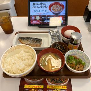 さばデラックス朝食(すき家 足立一ツ家店 )