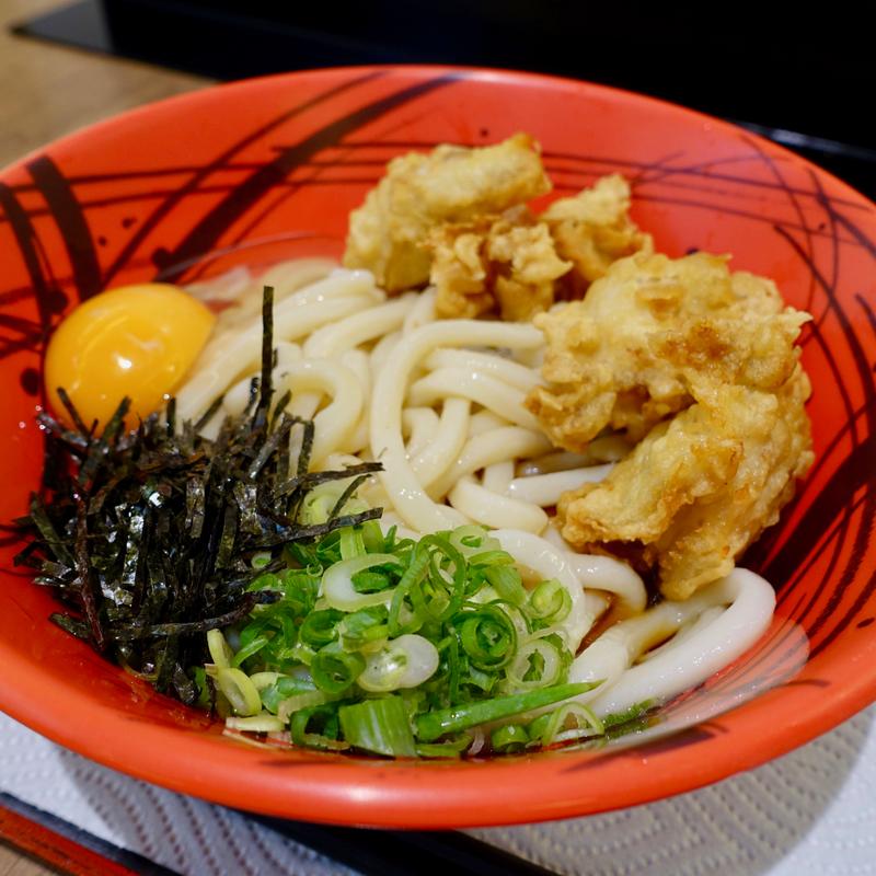 とり天ぶっかけうどん（大）+玉子(とり天うどん てんぼう 阪神百貨店スナックパーク店)