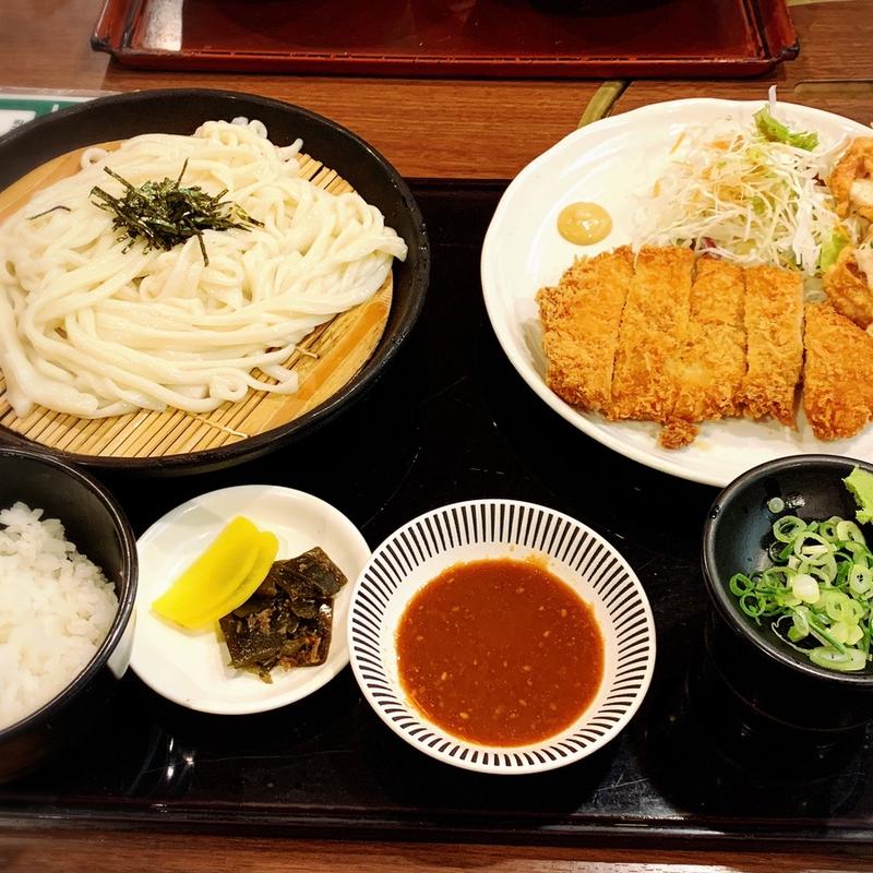 ロースカツとチキン南蛮セット（ざるうどん）(はかたきねやうどん原田店)