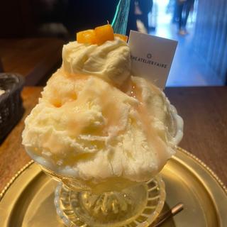桃のチーズケーキ氷(Doubleサイズ)(THE ATELIER FAIRE -アトリエフェール- 名古屋駅前店)