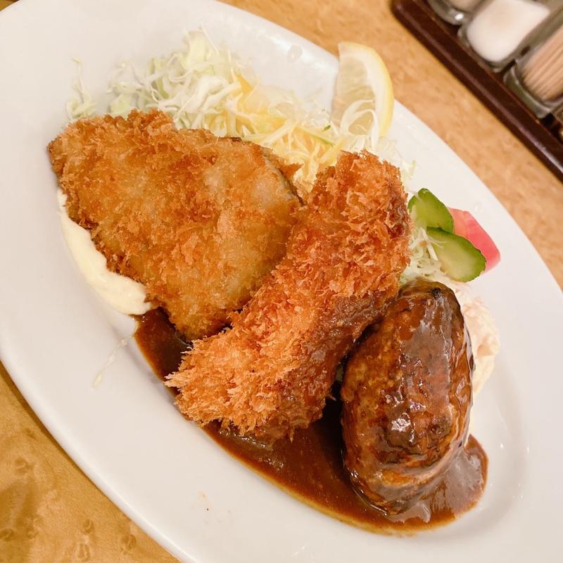 Bセット(ハンバーグ、ヘレカツ、白身魚フライ)(洋食の欧風軒)