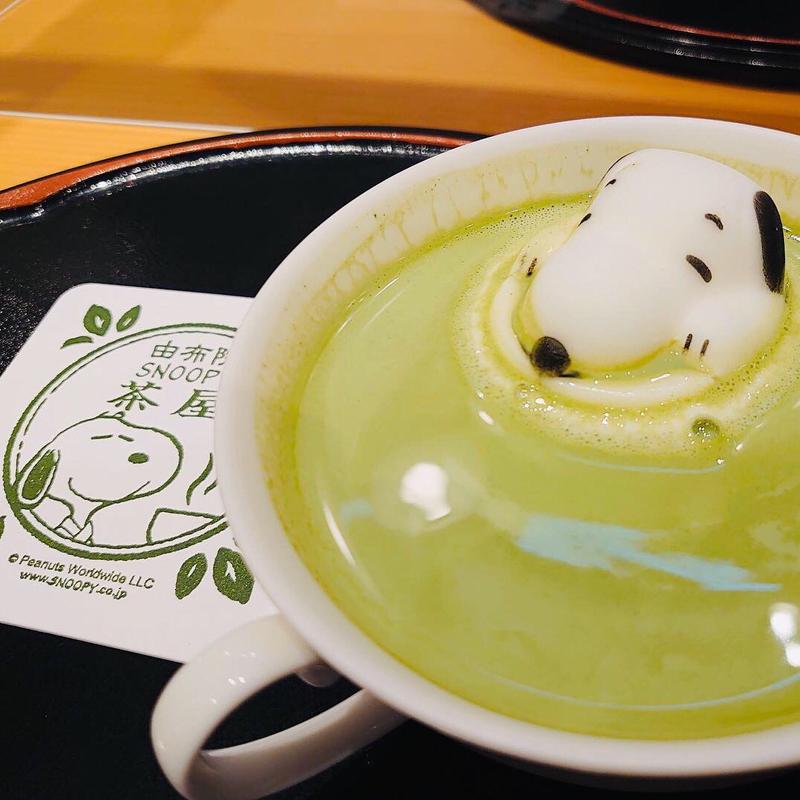 スヌーピーのマショマロ 抹茶ラテ(スヌーピー茶屋 湯布院店)