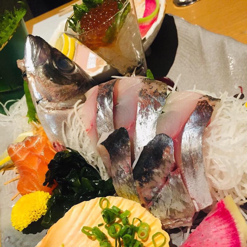 関アジと季節の魚のお造り(清海荘（天空海宴） （セイカイソウ）)