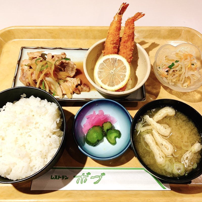 豚肉生姜焼き&海老フライ(ボブ )