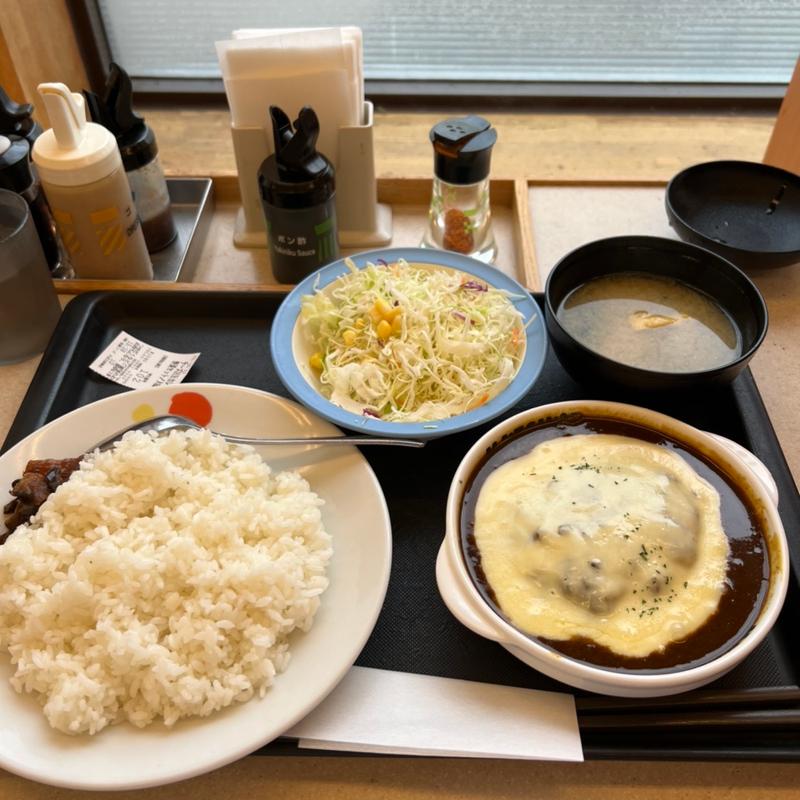 たっぷりチーズのオリジナルハンバーグカレー野菜セット(松屋 足立保塚店 )