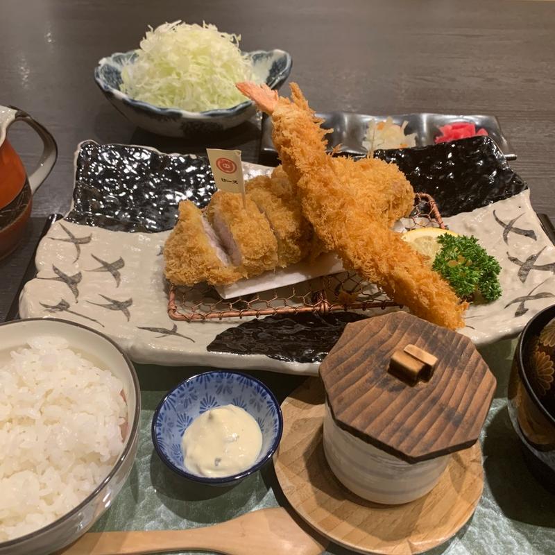エビフライロースカツ定食(とんかつ みそ家 鈴鹿西条店)