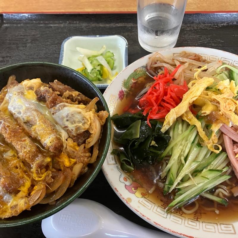 冷やし中華+カツ丼(喜楽亭食堂 )