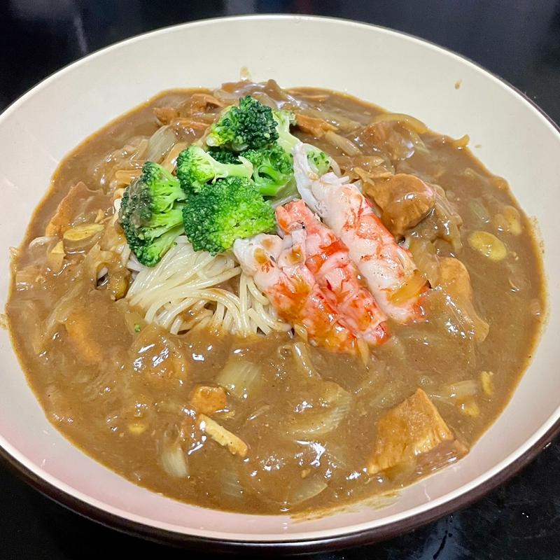 エビ濃厚カレースパ(自宅)