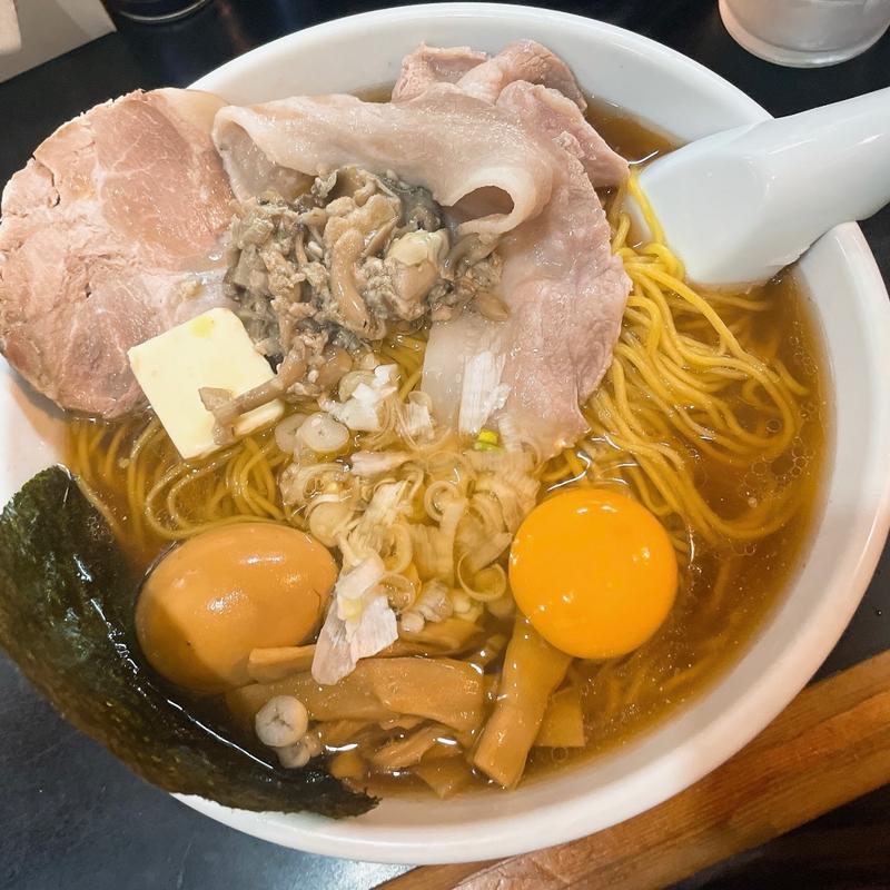 牡蠣とイタヤ貝干し貝柱のSP 大盛り醤油つけ玉(一条流がんこ総本家分家荒木町)