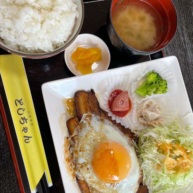 豚バラチャーシュー定食(お食事処としちゃん)