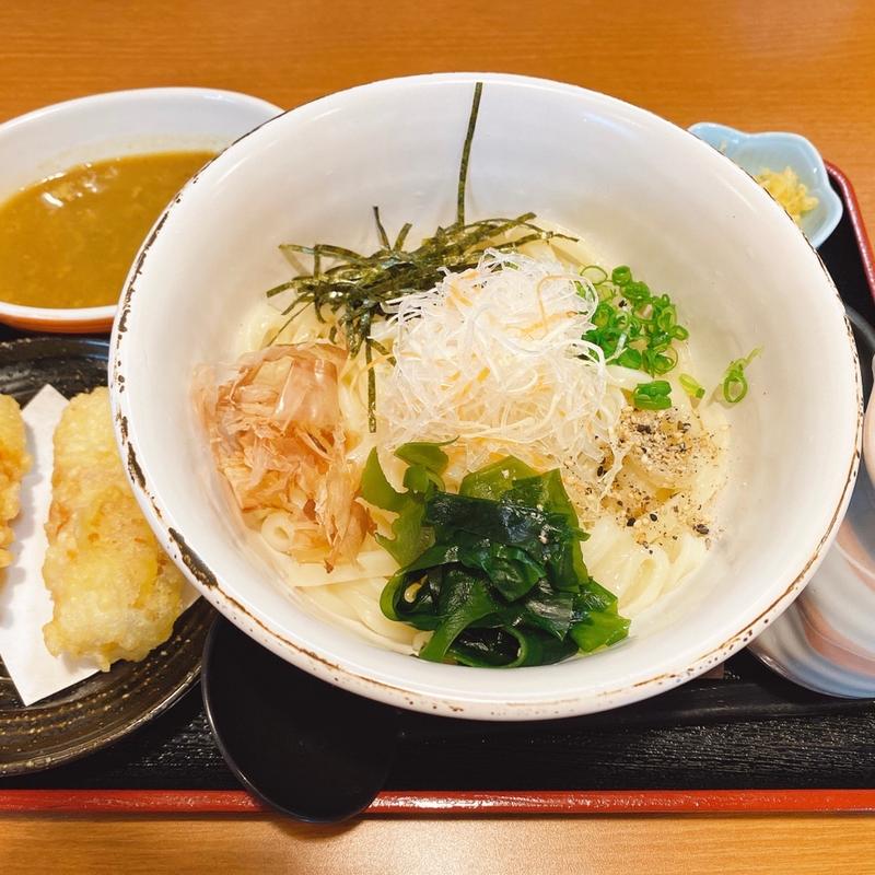 カレーぶっかけ（温）×鯛ちくわ天(自家製 こめやのうどん )