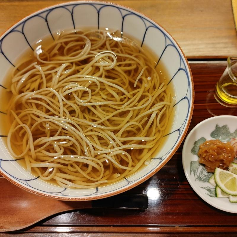 4種の薬味のひやかけそば(蕎麦前ながえ、)
