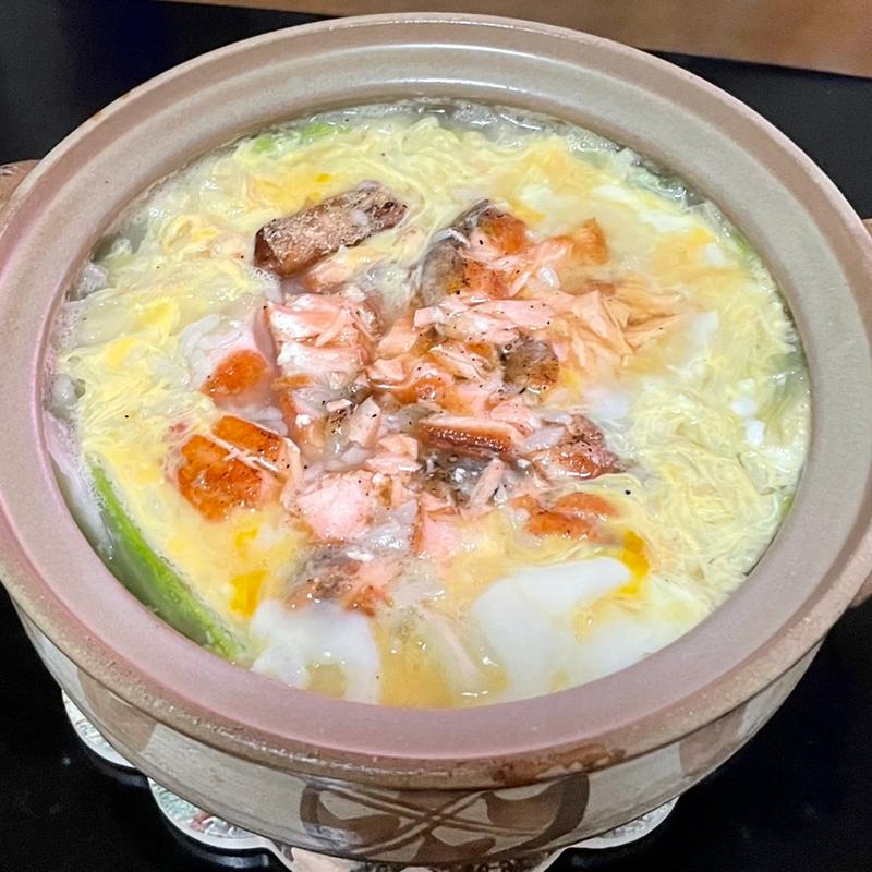 サーモン雑炊(自宅)