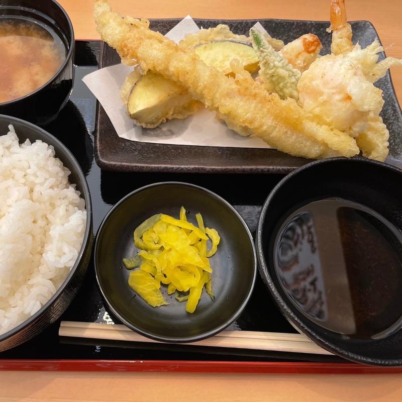 穴子一本揚天定食(天ぷらとすし　こじま広島店)