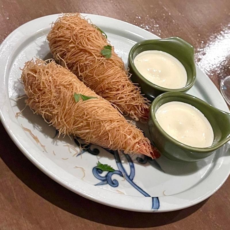 エビのガタイフ揚げタルタルソースのエスプーマ(Girino)