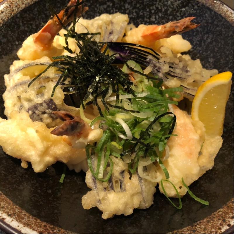 小エビ天と揚げナスぶっかけ(福ちゃん )