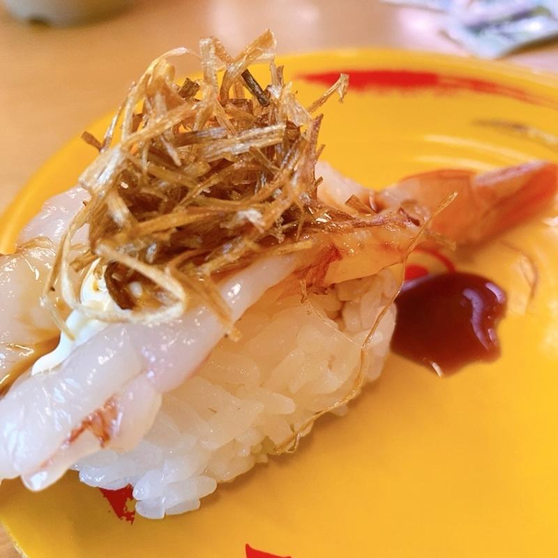 マーラー風味赤えび揚げネギ添え(スシロー 広島舟入店 )