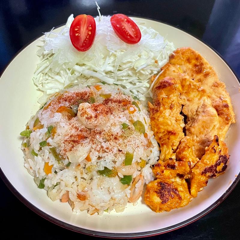 ワンプレート(タンドリーチキン+エビピラフ)(自宅)