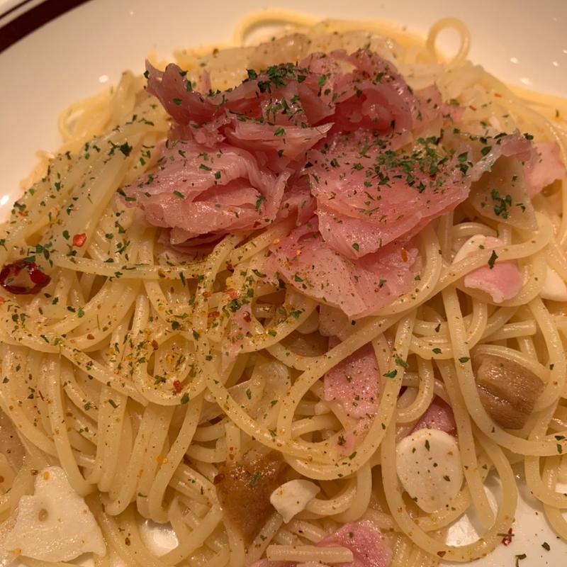 生ハムとポルチーニのペペロンチーノ(ブラッスリー　銀座ライオン 静岡アスティ店)
