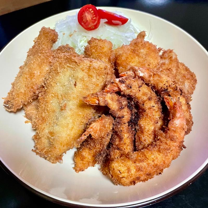 フライ盛合せ(たら、アジ、エビ)(自宅)