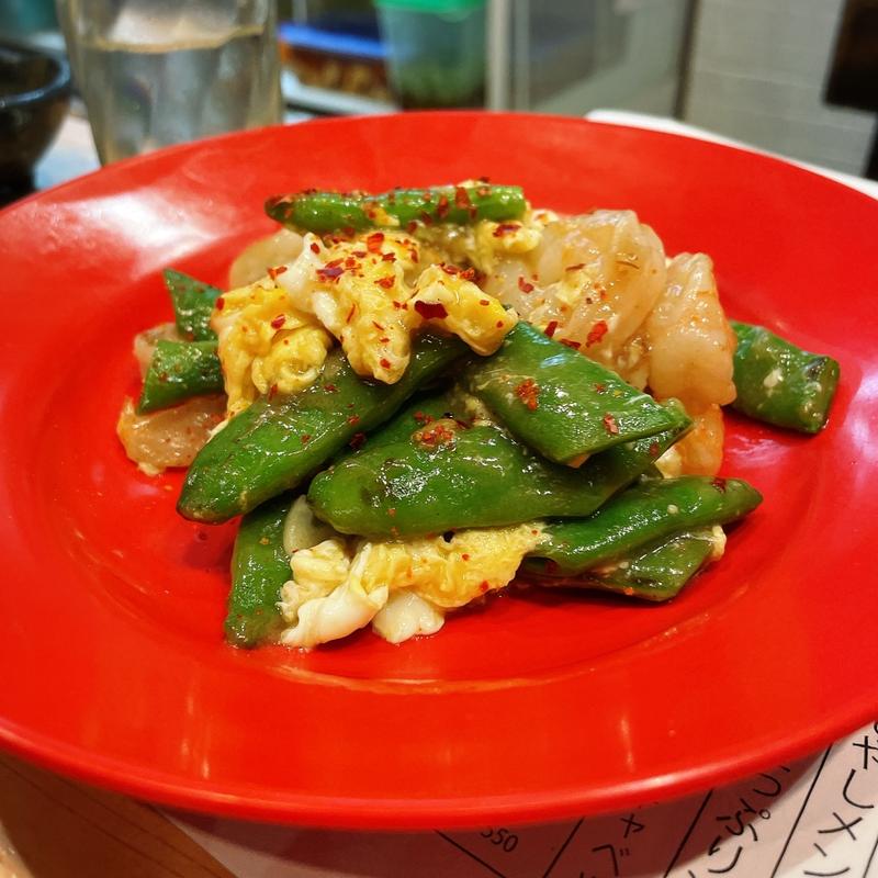 エビとインゲンの塩炒め(大衆酒場 チャン栓チャン)