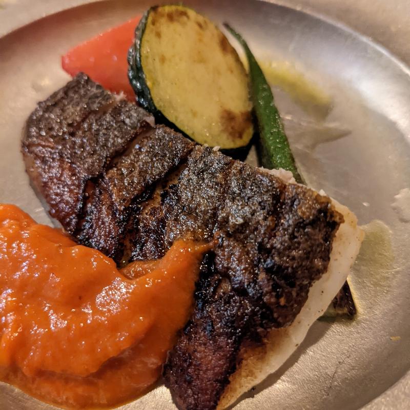 スズキと夏野菜のグリル(フレンチ割烹　Kamenote)