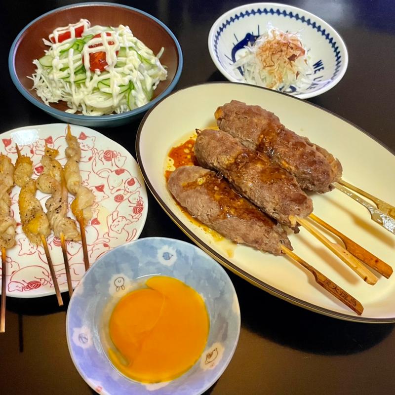 居酒屋気分｢軟骨入りつくね+皮｣(自宅)