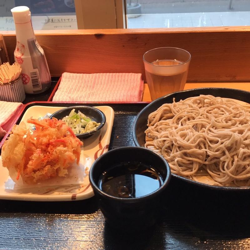 もりそばと紅しょうがのかき揚げ(信州そばと地酒 小木曽製粉所 長野駅前店)