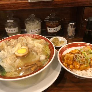 広州雲呑麺+麻婆飯(広州市場 西新宿店)