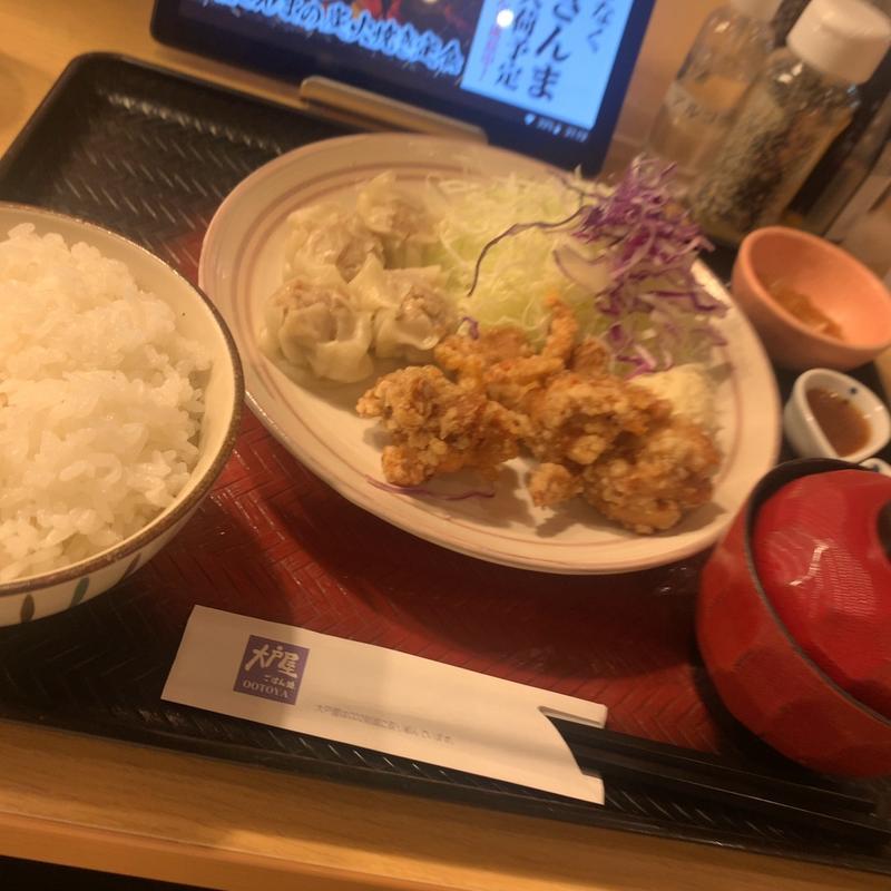 大戸屋特製シューマイと鶏唐揚げ定食(大戸屋ごはん処 自由が丘南口店)