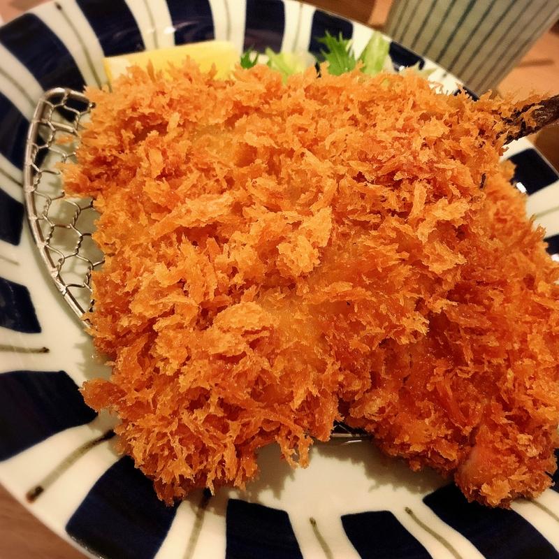 「でっかい」鯵かつとロースかつ膳(里のとんかつ あんず 古賀店)