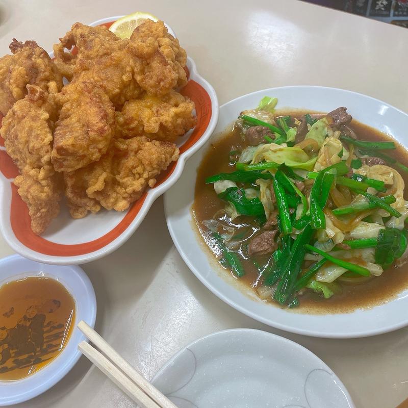 唐揚げ　ニラレバ炒め(広東 )