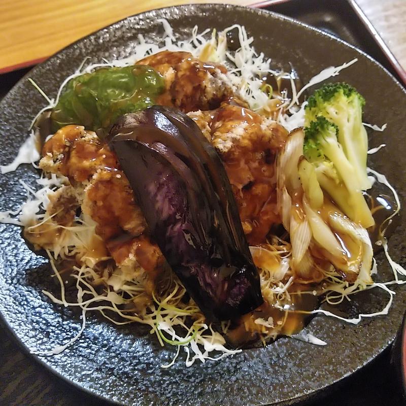 鳥唐と野菜の甘酢あんかけ定食(めし家白馬 )